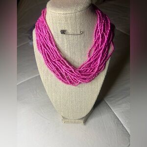 #26. Pink Layered Beaded Necklace Choker